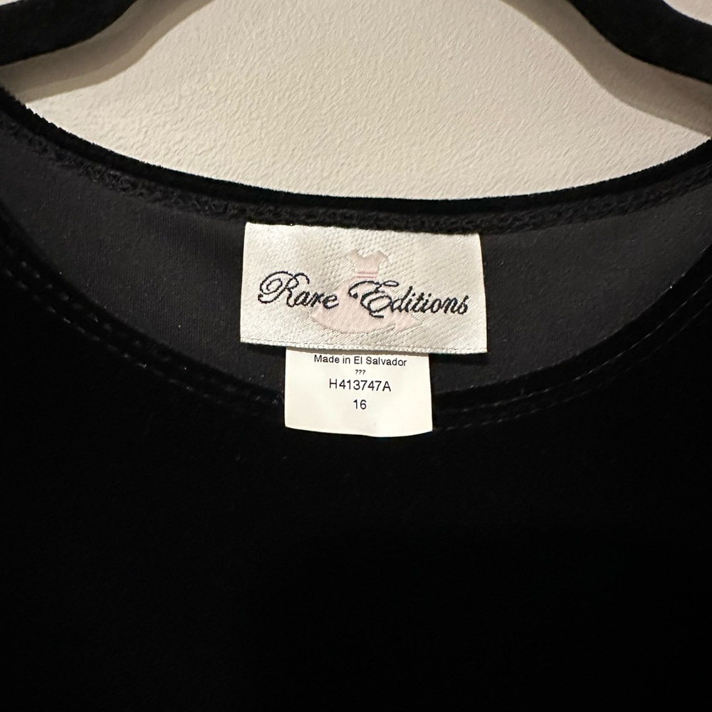Rare Edition Girls Formal Dress Size 16 Black Velvet Silver Chiffon Holiday - Picture 5 of 7
